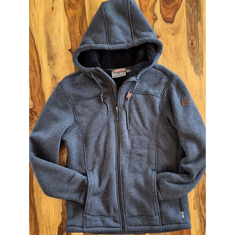 Rugged Element Thick Sherpa Lining Hoodied Zip Up Jacket Sz Large